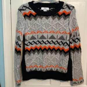 Magaschoni NWT crew neck sweater - XS - grey/black-orange - super soft